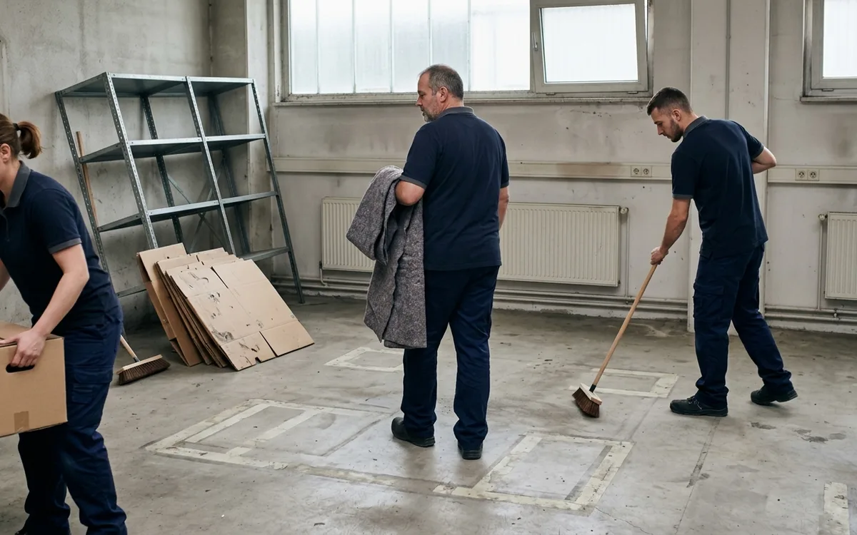 Leer geräumte Gewerbehalle nach der Betriebsauflösung