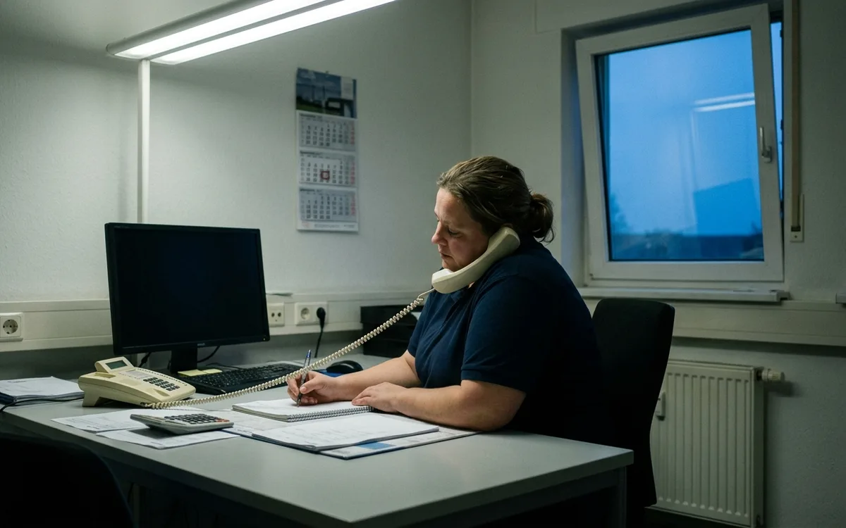 Telefon und Terminkalender auf dem Schreibtisch im Büro